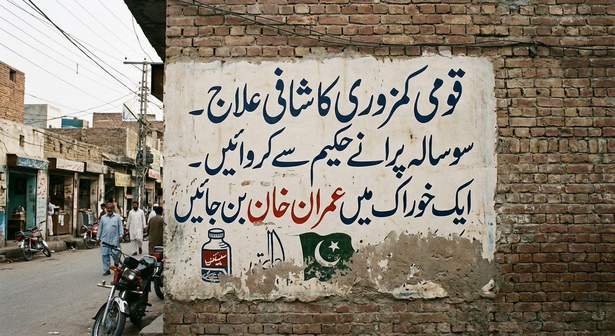 shafqatmm1's tweet photo. جس تیزی سے پاکستان میں بحیثیت قوم کمزوری پھیلتی جارہی ہے لگے ہے عنقریب دیواروں پر قومی کمزوری کے علاج کے اشتہار بھی عام ہو جائیں گے https://t.co/329BhMl4BR