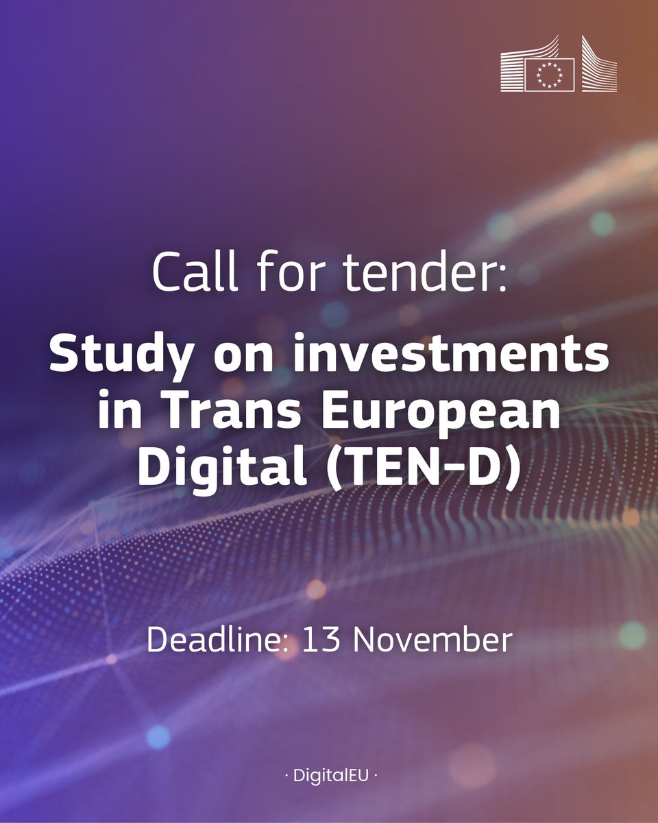 DigitalEU's tweet photo. Help identify investment needs in trans-European digital networks!

Contribute your expertise to assess what Europe needs to make its backbone infrastructure more resilient &amp; secure, &amp; to strengthen European ownership.

Apply to the call by 13 November.

🔗https://t.co/bzIWIe7NCH https://t.co/L2zbHvHL31