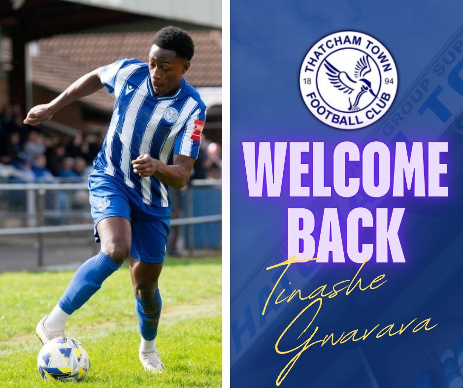 Thatcham_TownFC's tweet photo. Welcome back, Tinashe 🔵⚪️

We're delighted to announce that @CGwavava has re-joined the Kingfishers

Tinashe goes into the squad for tonights match🫶
#Kingfishers| #OurTown https://t.co/Bsl21O9h1g