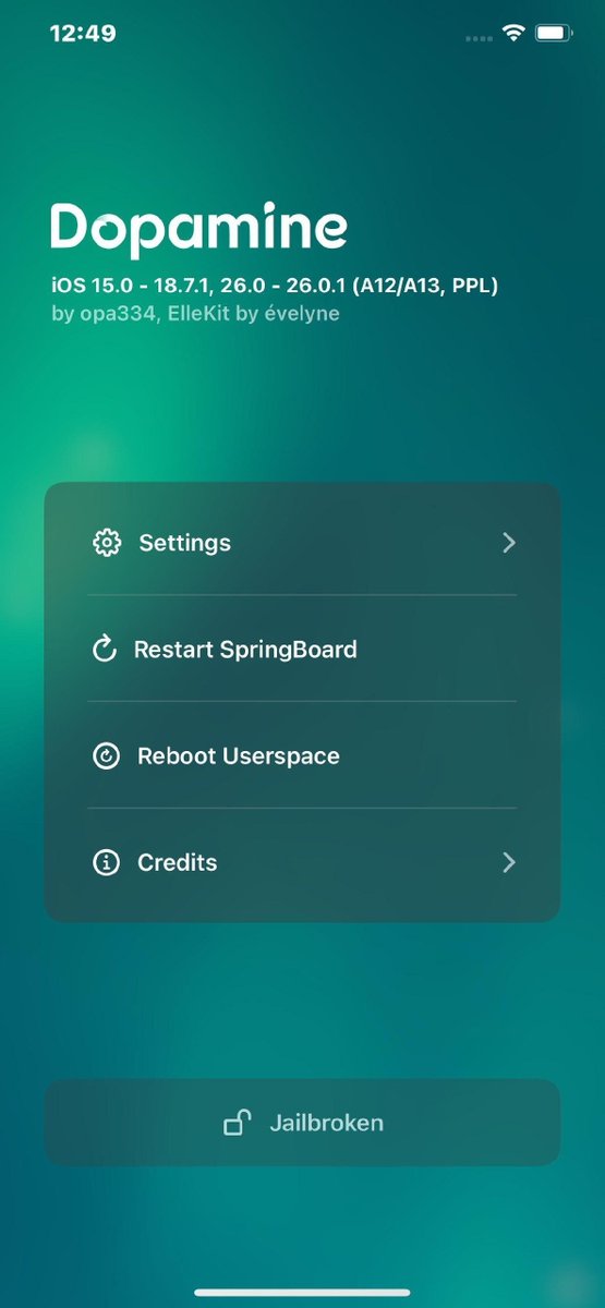 SilzeeJailbreak's tweet photo. 🚀🔥 Dopamine Jailbreak v3.0.12 is HERE!
🆕 What's New?
✅ Fixed touch issues on some A10/A11 devices with aftermarket screens after a userspace reboot.
✅ Fixed system preference file redirection in rootlesshook.
📥
https://t.co/Wa4204MH0e
#Dopamine #Jailbreak #iOS https://t.co/nejGRP9yvV