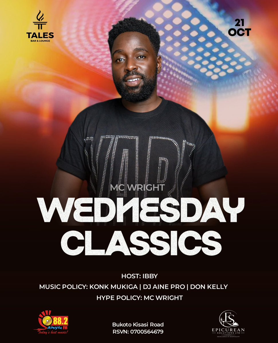 Epicurean_UG's tweet photo. The countdown to the classics continues! 🎶

This Wednesday at Tales Lounge Bukoto:
🍹 Buy 1 cocktail, get 1 FREE before 9 PM.
🍻 Beer bucket at UGX 30K before 9 PM.

#WednesdayClassics https://t.co/7Fz64iY1KN