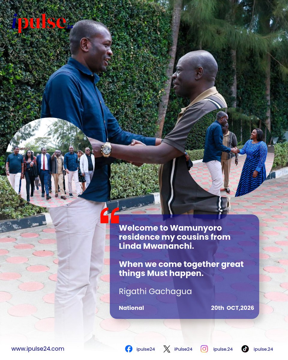 iPulse24's tweet photo. "When we come together, great things must happen." Rigathi Gachagua warmly welcomes cousins from Linda Mwananchi to the Wamunyoro residence. https://t.co/6GFDjE1HU6