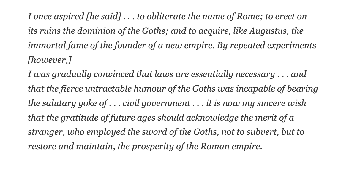 izakaminska's tweet photo. The below is from Norman Davies’ book Vanished Kingdoms. It is a declaration by Ataulf — “the Noble Wolf” –, the Visigoth leader who succeeded Alaric — the sacker of Rome. https://t.co/noANoqTZNX