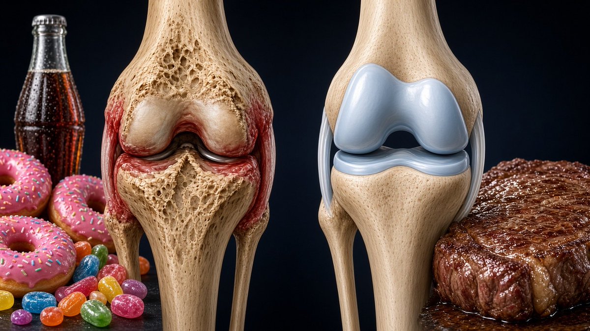 SBakerMD's tweet photo. Why so many carnivores notice better joints

Cartilage ages mainly through glycation. Collagen in joint cartilage has a half-life measured in decades (estimates up to ~100 years in some tissues). Once formed, the cross-links from advanced glycation end-products (AGEs) stick around. The result is stiffer, less resilient cartilage that doesn’t glide or absorb load the way it used to. Most of those AGEs form endogenously from circulating glucose and reactive dicarbonyls, not from the meat on your plate.

Beef supplies a direct countermeasure: carnosine. This dipeptide is concentrated in muscle and acts as a sacrificial scavenger. It reacts with methylglyoxal and other carbonyls that would otherwise bind lysine and arginine residues on collagen, reducing new AGE cross-links and protein carbonylation. Human data show carnosine supplementation lowers circulating AGE markers and improves glucose handling in people with diabetes. 

Eating the actual muscle delivers the compound in its natural matrix along with the protein and fat that support stable blood sugar.
On a carnivore diet two things happen at once. Endogenous glycation pressure drops because glucose stays lower and more stable, and you continuously supply carnosine that mops up the reactive intermediates that do form. 

That combination plausibly slows the progressive stiffening of cartilage that most people accept as normal aging. It is not magic or a cure for advanced structural damage, but it is a coherent explanation for the repeated reports of less pain, better mobility, and fewer “old joints” once people stop eating the foods that keep glucose elevated all day.