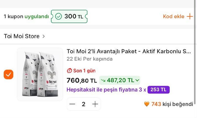kodunukap's tweet photo. Toi Moi 2’li Avantajlı Paket - Aktif Karbonlu Sodyum Bentonit Kedi Kumu 2X10 Kg (20 Kg)

2 Adet Alımda HAVHAV300 Koduyla Adedi 380₺

https://t.co/TWMFco9vPA

Hepsiburada Reklam https://t.co/C6ViIUlsQm