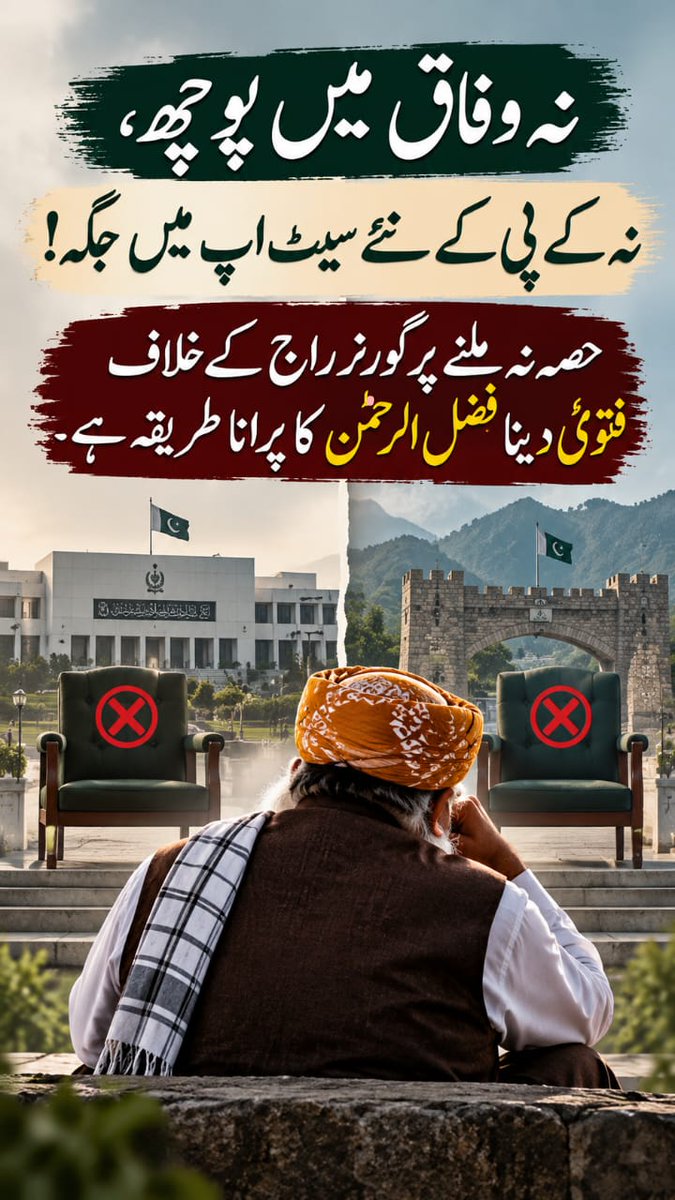 Anjumakeel32's tweet photo. No political leader deserves blind loyalty. Fazlu Diesel must earn public confidence through honesty, consistent principles, and responsible behaviour instead of relying on his religious image. #دستار_کے_ہر_تار_کی_تحقیق_لازم https://t.co/j4pqhBtpzA