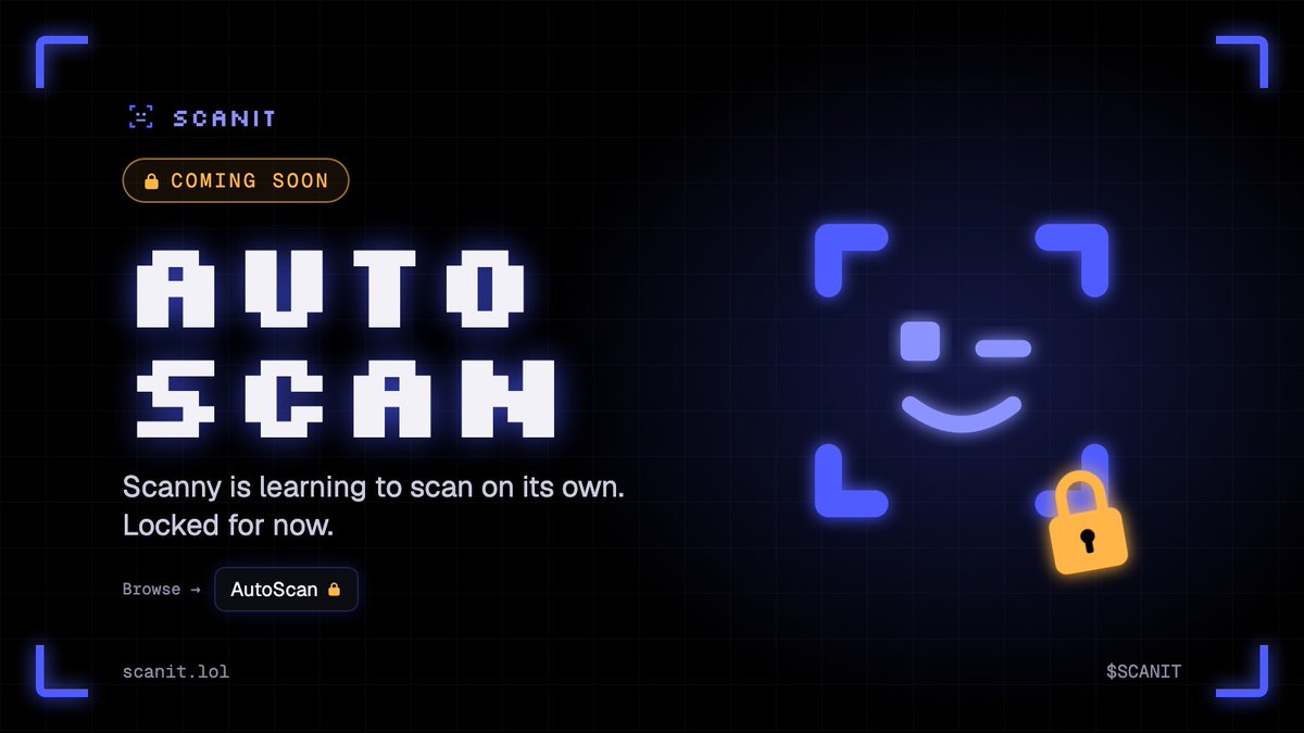 ScanIt_'s tweet photo. Small update on https://t.co/iVXnp1hBXu:

→ Connect Wallet availabiliy
→ New AutoScan tab in Browse (locked, not live yet) for holders only

First pieces for what comes next 👀
$SCANIT https://t.co/hPJCsXQeK5