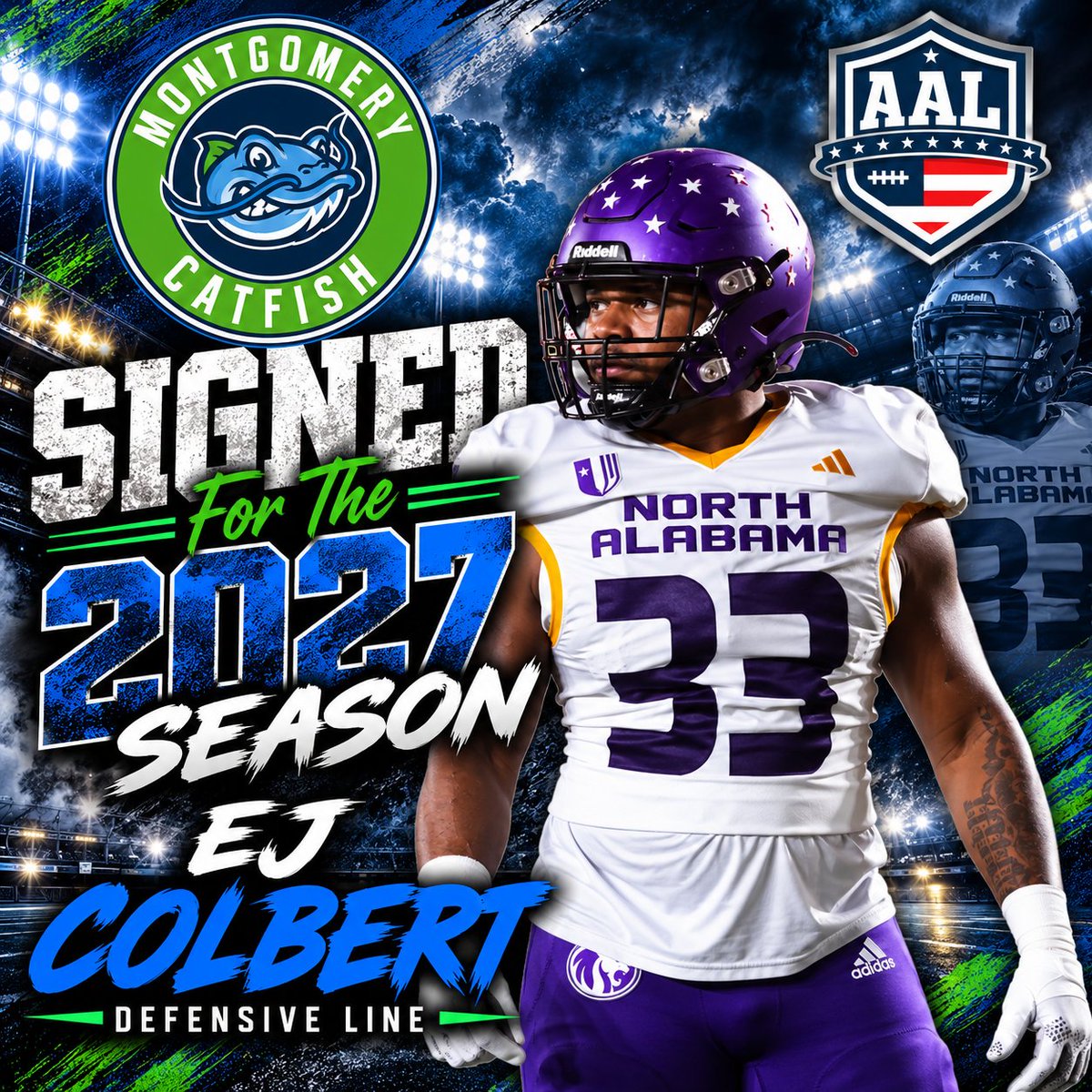 ProLevelAgents's tweet photo. @ProLevelAgents is excited to announce our client EJ COLBERT has agreed to terms with the #MontgomeryCatfish of the #AAL

We wish EJ and the Catfish a successful 2027 season. 

🌐 https://t.co/axAo86HvHm 
📲 @ProLevelAgents

#football #indoorfootball #DefensiveLine https://t.co/LTZ6xVqbif