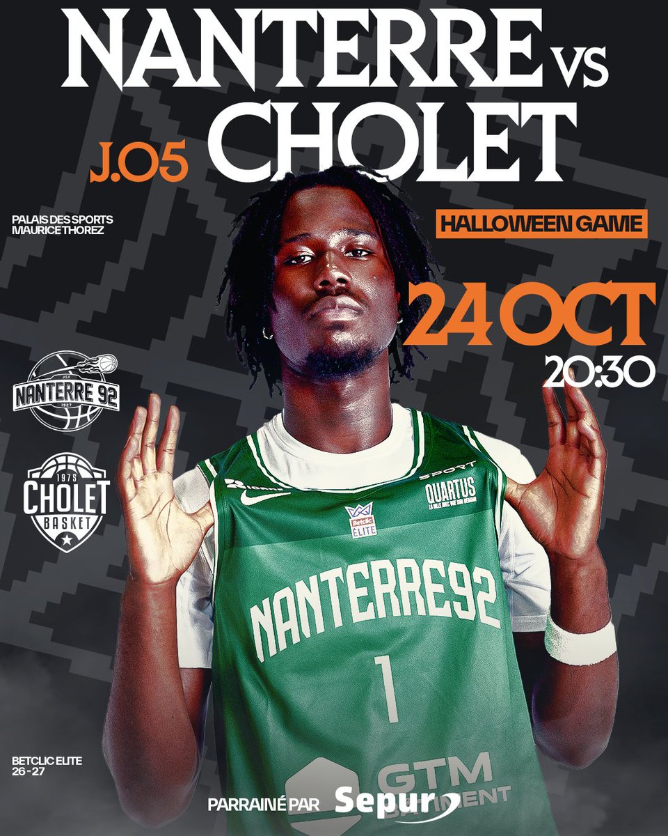 Nanterre92's tweet photo. Les Nanterriens sont de retour à Maurice Thorez ce samedi pour la réception de @CB_officiel et du Halloween Game ! 💀🎃👻

Prenez vos places ! 
🎟️ https://t.co/OcZVYGJQbu https://t.co/GU2ttEBXwC