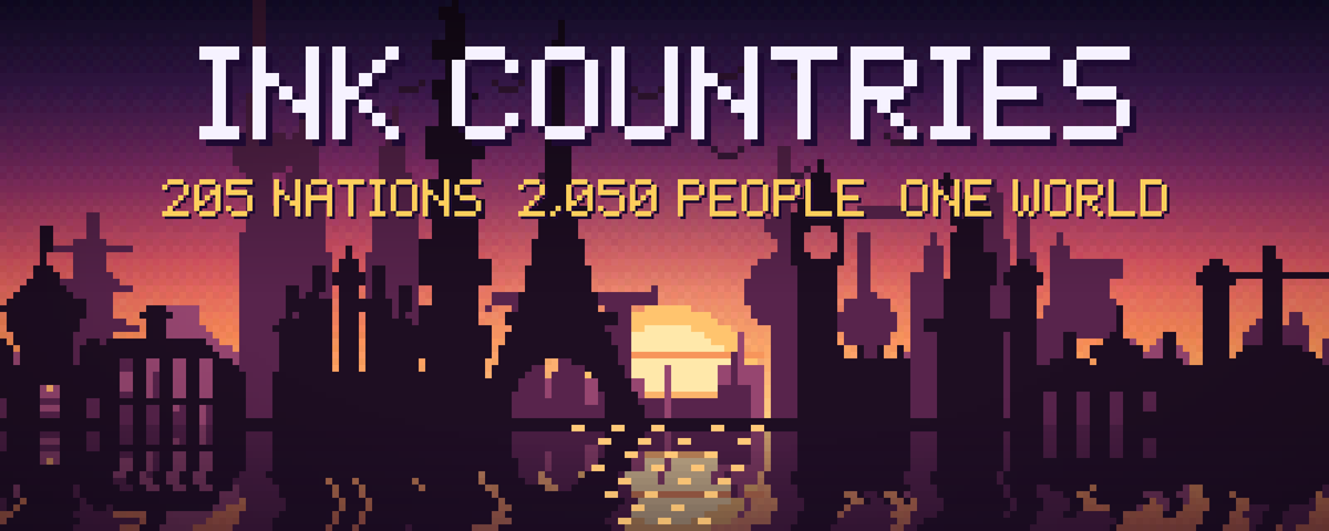 InkCountries's tweet photo. 1/14

Welcome to Ink Countries

Every country on Earth. One NFT each. All on Ink.

205 animated pixel-art NFTs: 193 UN members, 2 observer states, 10 partially recognized nations. Each a true 1 of 1. One France, one Japan. A nation needs people, and 2,050 are coming. https://t.co/Fq40WNlXGo