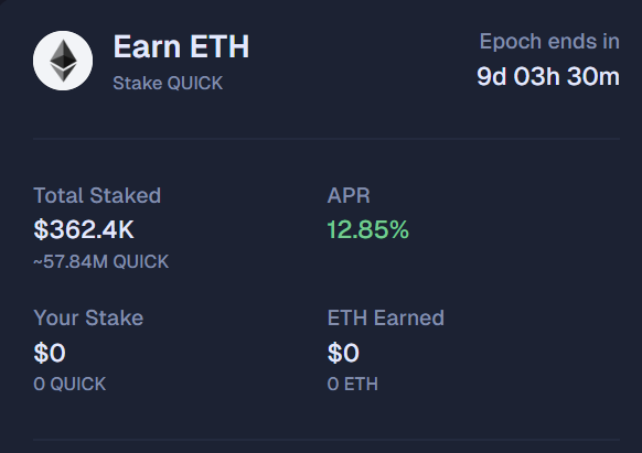 QuickswapDEX's tweet photo. There’s more to QuickSwap’s new ETH Staking Pool than earning $ETH.

It changes how $QUICK staking rewards are funded:

• 100% of rewards come from treasury yield

• Replacing the QUICK Syrup pool reduces QUICK emissions

• Protocol revenue remains available for QUICK buybacks

The result: ETH rewards for stakers, lower QUICK emissions, and a separate funding source for rewards.

QUICK is the key. ETH is the reward.