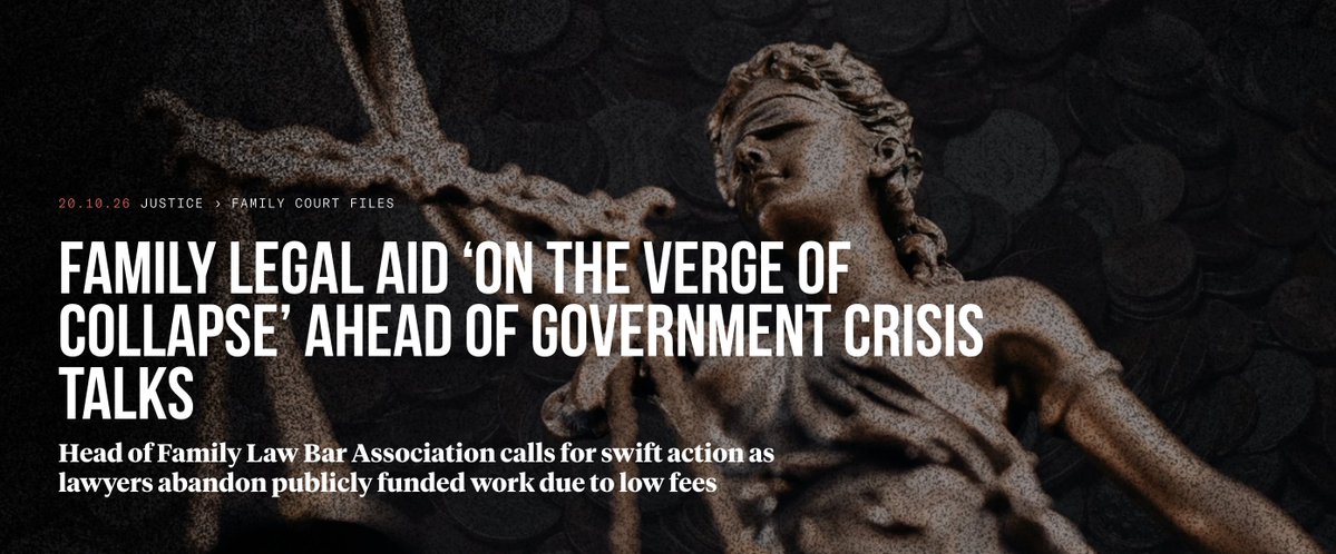 hansummers's tweet photo. Vulnerable families including victims of domestic abuse are unable to find adequate representation in the family courts because chronically low fees are driving barristers away from legal aid work, the chair of the @FamilyLawBar warns. Full interview 👉 https://t.co/7SRkrBcBeL https://t.co/9fK44avxmN