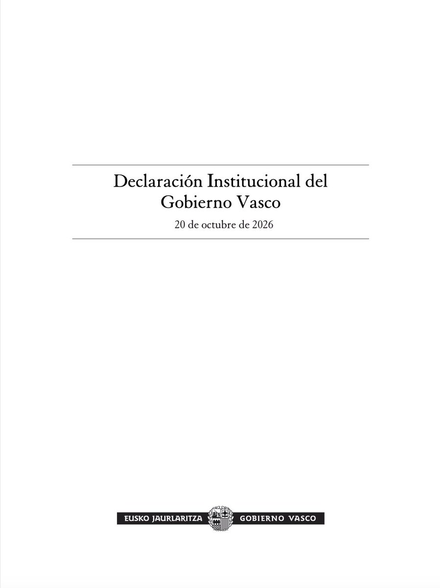 Gob_eus's tweet photo. Declaracion Institucional del Gobierno Vasco

Hoy, 20 de octubre de 2026, se cumplen 15 años desde que ETA anunció que no volvería a usar la violencia y el terror. https://t.co/P2tDAqHGeF