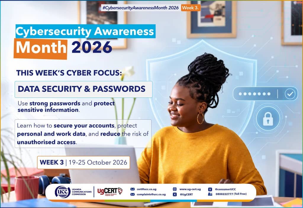 GideonSsekidde's tweet photo. This week, we're spotlighting Data Security &amp; Passwords! Protect your info by using strong, unique passwords. Your first line of defense should be powerful!  Stay secure, stay protected.
#GoldenPosts @UCC_Official @UgCERT #DataSecurity #PasswordProtection https://t.co/pyMNJhwUI0