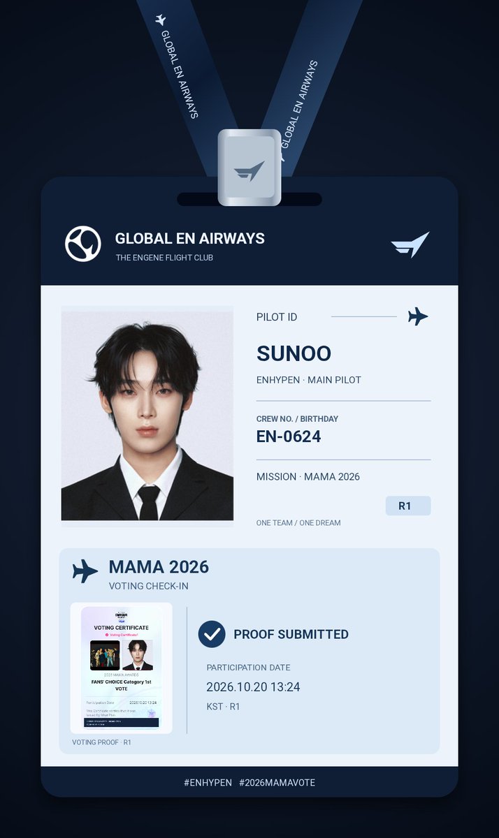 zenithamadien's tweet photo. #PHL represent! ✈️
Checked in for ENHYPEN’s road to MAMA 2026!
Next stop: Osaka, Japan, with SUNOO as my main pilot.
One shared dream: the grand prize. Powered by ENGENE.
#ENHYPEN #2026MAMAVOTE https://t.co/lTBNy8dF2e