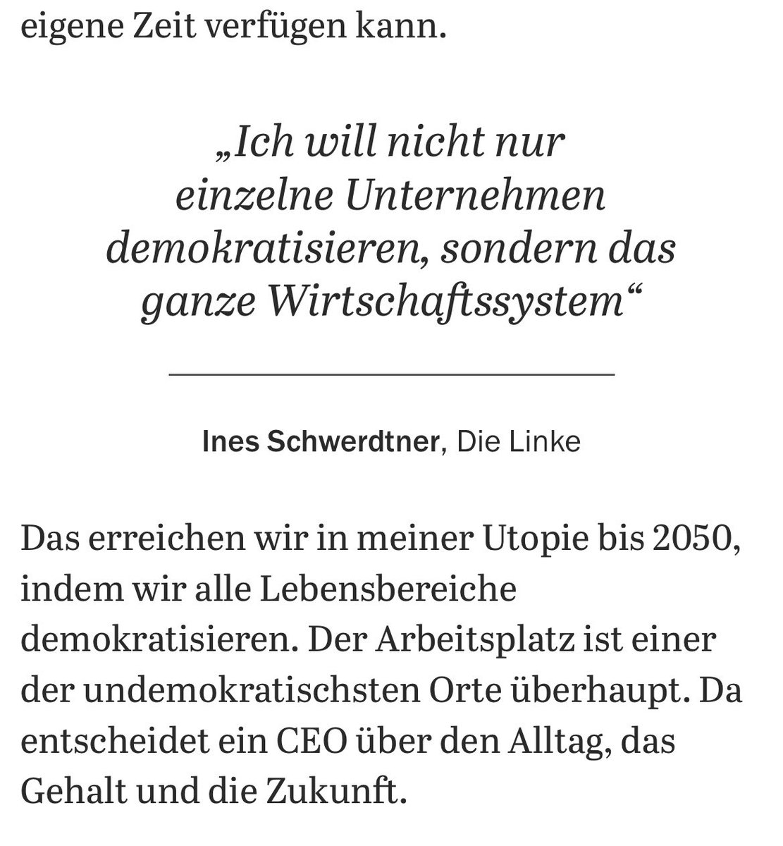 schaefer_j's tweet photo. Demokratischer Sozialismus, Mieter bestimmen Miethöhe, 4-Stunden-Tag für Arbeitnehmer, keine Konzerne &amp; Reiche  - so wünscht sich Linken-Chefin @inesschwerdtner 🇩🇪 im Jahr 2050. 

Phänomenal, wie infantil Sozialisten stets mit dem Kopf durch die Wand wollen.

Via @Tagesspiegel https://t.co/Fprux9PLiI