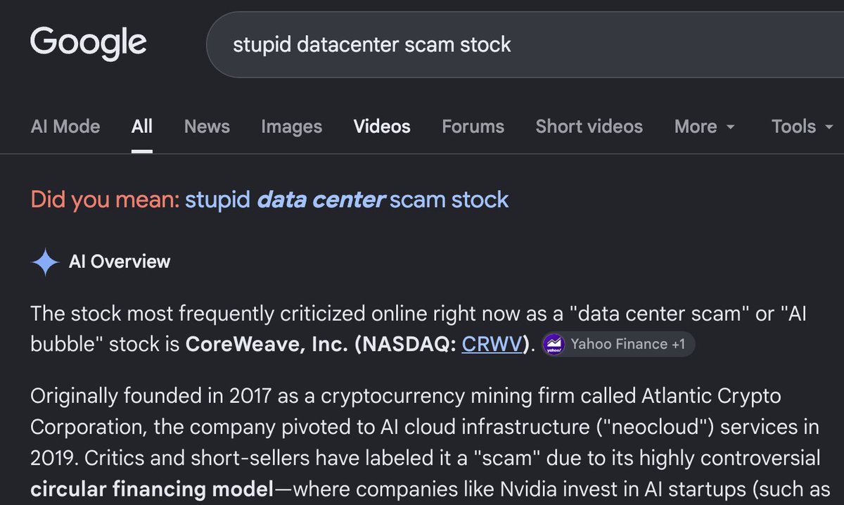 Love2Code's tweet photo. I had to try this Google search to see if it would give me the ticker I expected 😂 https://t.co/6wnC8SNo1n