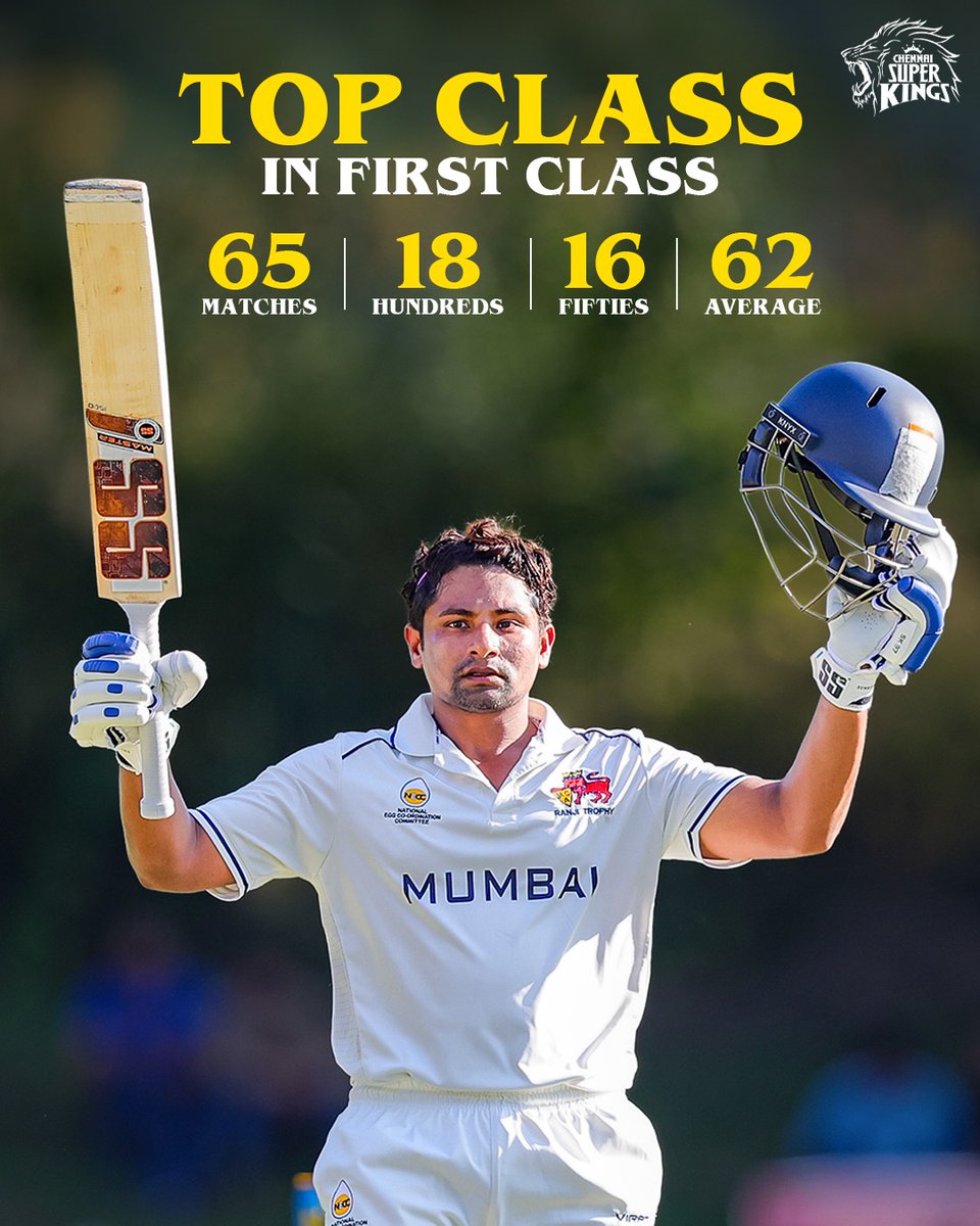 ChennaiIPL's tweet photo. Century iconic, celebration even more iconic! 🦁💯

Top form, Sarfu! 🔥

#WhistlePodu #RanjiTrophy 
📸 : Sarfaraz Khan https://t.co/jyy16XACcM