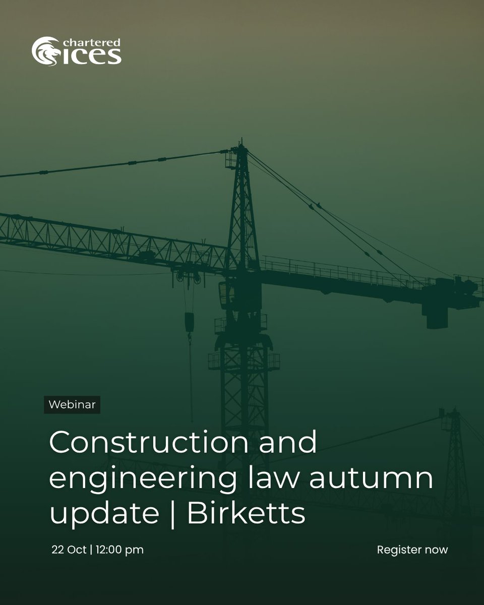CharteredICES's tweet photo. You're invited to join Birketts LLP's construction + engineering experts for their autumn update webinar: 'The death of retention? Government proposals for retention reform + the latest on building safety.' 

🗓️ 22 Oct | 12:00PM

Register: https://t.co/zf3bkWXsq9

#CICESWebinar https://t.co/qhvokIIq7h