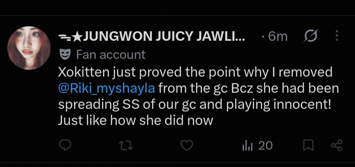 xokittenov's tweet photo. @heesstan4ever is now portraying @Riki_myshayla as a villain to hide her actions. Somi called wonwon a H*E but when wonwon shared it with her friends suddenly she's the villain?

And you always ask for proofs somi so send proofs of wonwon leaking your gc. 

Bigger bomb is coming https://t.co/Aq3BkTs2ji