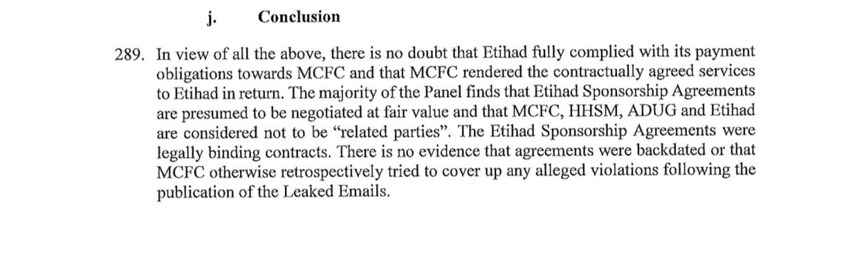 G00dKevManCity's tweet photo. @themagic_tophat @Londonblue_2 You lot keep saying how the CAS verdict was time barred. But CAS indeed went back to 2009 and found no wrong doing wrt to sponsorship payments. They found the emails to be neither a confession nor a conspiracy. You'd know that if you read the entire 93 page verdict. https://t.co/YLgpCCSccr