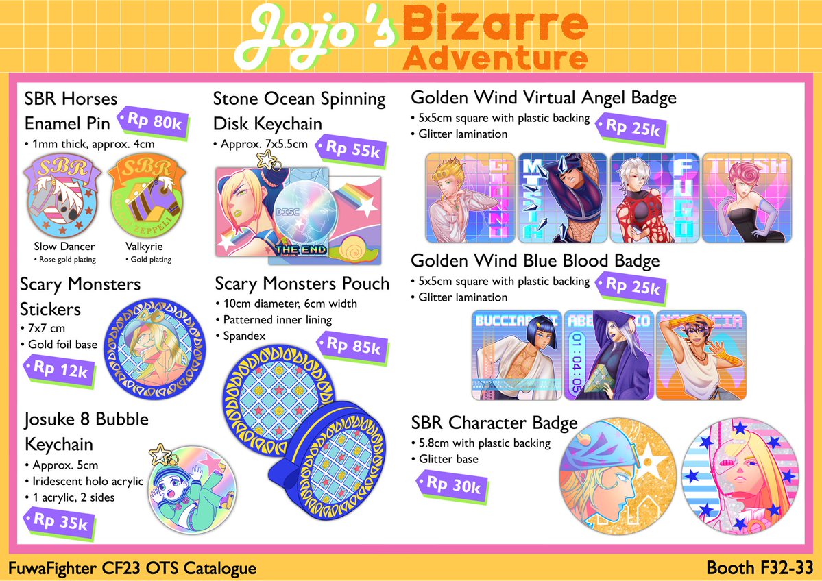 fu_y2k's tweet photo. JJBA/Jojo’s Bizarre Adventure
Part 5, 6, 7, 8
(2/5)
#CF23 #CF23Catalogue #Comifuro23 #Comifuro23Catalogue https://t.co/gMCG9NQHIE