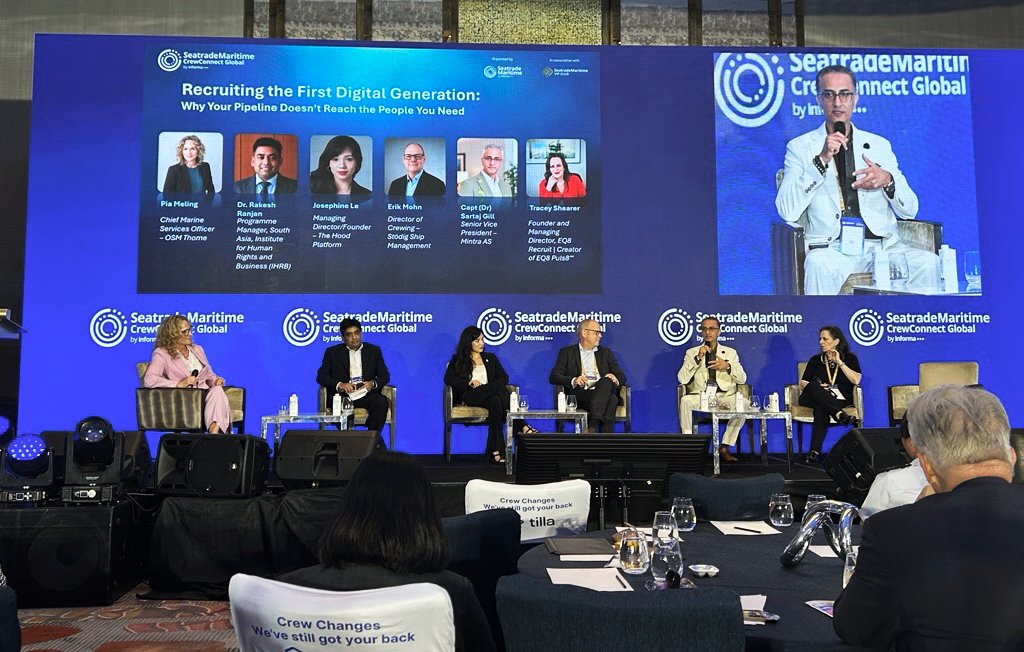 mintra's tweet photo. 🌍 Mintra's Captain (Dr) Sartaj Gill joined experts at CrewConnect Global 2026 to discuss recruiting the first digital generation and rethinking maritime talent pipelines. #WeAreMintra #CrewConnectGlobal #Maritime #FutureOfWork https://t.co/FdH9UredtG