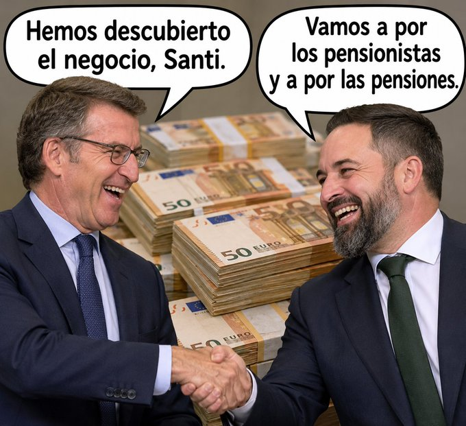 Antonperilon's tweet photo. Dejarles a estos DOS la llave de las Pensiones o cualquier llave, que lleve al dinero público, es sentirse robadas/os, al instante.
No son POLÍTCOS, son LADRONES. https://t.co/auwcUswDtA