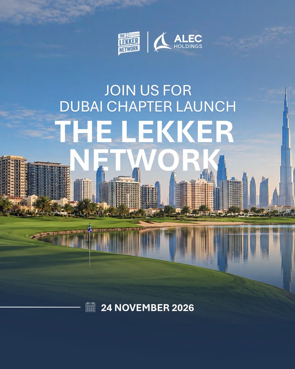 ALECBuilding's tweet photo. ALEC Holdings is proud to support The Lekker Network of its UAE launch and as a corporate member of the network.
 
Bringing South African entrepreneurs, investors, executives and professionals together, the network creates opportunities to build meaningful connections, exchange ideas and open doors for one another.
 
Strong networks create new possibilities. Meaningful connections move us forward.
 
The Els Club, Dubai
24 November | 6:30 PM onwards
 
Register now via: https://t.co/5aAHTFMckh
 
#ALECHoldings #TheLekkerNetwork #BuildingTogether