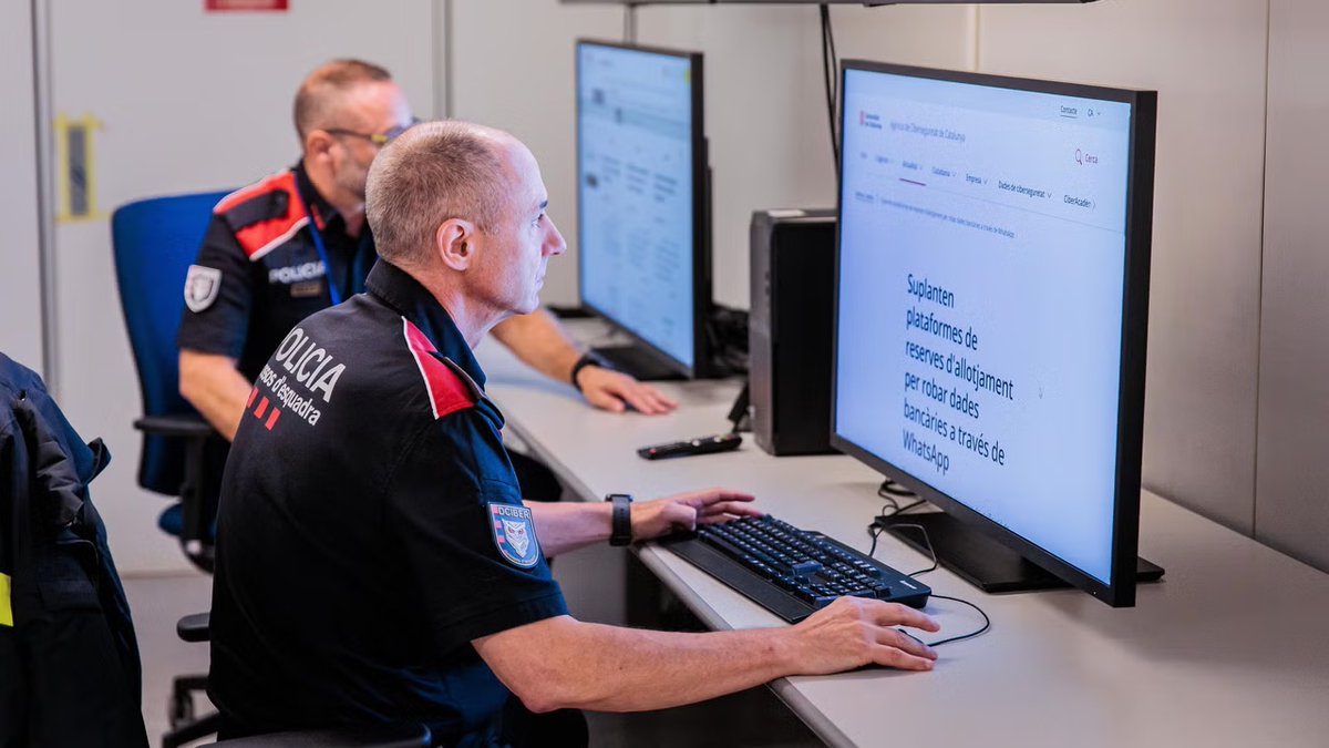gencat's tweet photo. Les ciberestafes ja són el segon delicte més denunciat a Catalunya.

La nova Comissaria Virtual dels @mossos permetrà denunciar estafes virtuals i fraus amb mitjans de pagament.

També s'impulsa un assistent amb IA per detectar fraus digitals.

https://t.co/7xCuRPxBrE https://t.co/7yCQLEfCsb