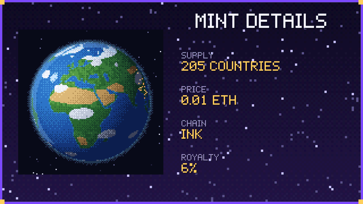 InkCountries's tweet photo. 13/14

Mint Details

Ink Countries
• Supply: 205
• Price: 0.01 ETH
• Chain: Ink
• Royalty: 6%

Ink Natives
• Supply: 2,050
• Free mint: 2 per Country holder
• Public mint price: Free

Country holders get their first citizens free.

Citizenship fee will be announced later. https://t.co/myHZiPb7nS