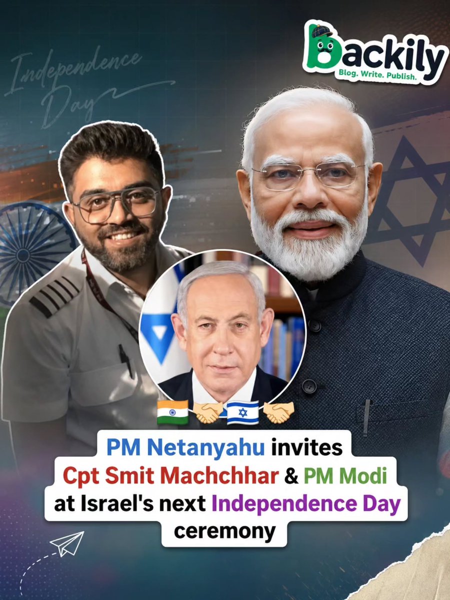limapietra4i's tweet photo. India–Israel ties take center stage as Israeli PM Benjamin Netanyahu invites Captain Smit Machchhar and PM Narendra Modi to Israel’s upcoming Independence Day ceremony, highlighting the growing friendship between the two nations. What are your https://t.co/BqnxTN10Cf