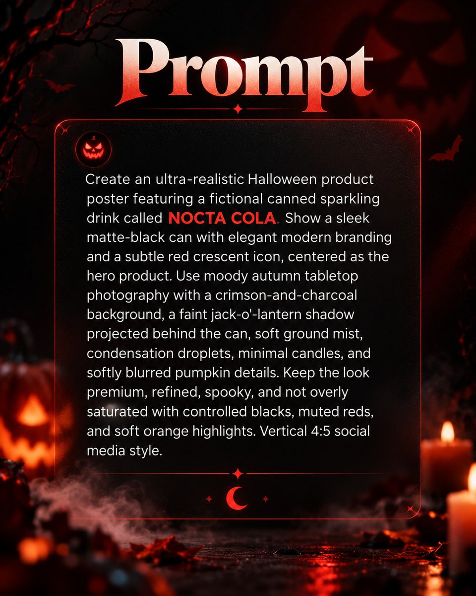 thexelta's tweet photo. Three Spooky Products. Three Creative Prompts. One AI-Powered Halloween Adventure! 🎃 

The perfect opportunity to experiment with product design, advertising, and visual storytelling! 

#fyp #trending #halloweenai #xeltaai #aicreativity #productdesign #aigeneratedart https://t.co/N9h4hm3tLP