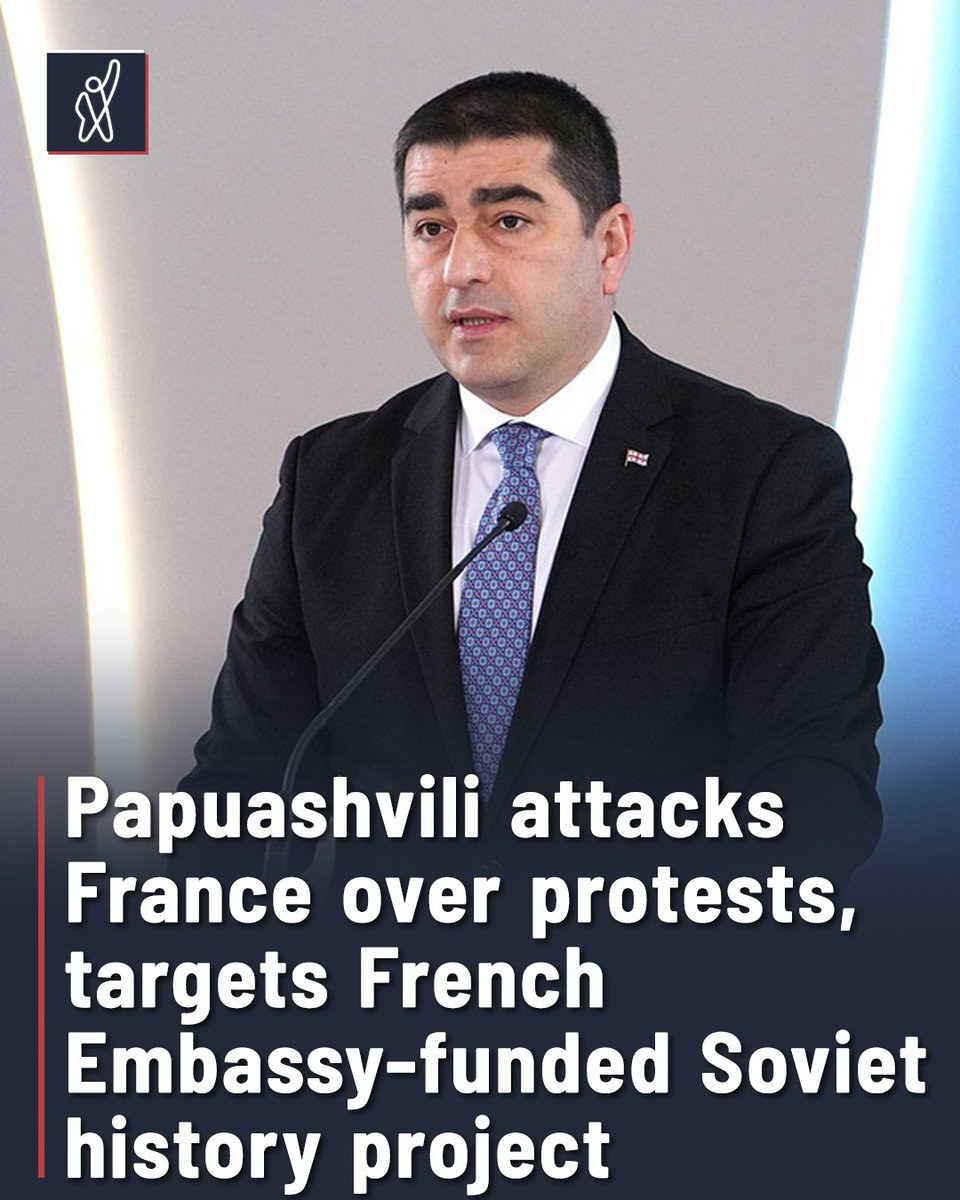 FormulaGe's tweet photo. Georgian Dream Parliament Speaker Shalva Papuashvili has lashed out at France over ongoing demonstrations, suggesting that Paris is facing the consequences of its involvement in Georgia.

“Those who sow the wind in another country will reap a storm in their own,” Papuashvili wrote on social media, commenting on protests in France.

His post was accompanied by a photograph published by the French Embassy in April 2025, showing embassy representatives alongside members of SovLab, the Soviet Past Research Laboratory, a Georgian research organisation.

The photograph was taken after SovLab received a French Embassy grant for a project documenting the geography of Soviet terror in Gori and Kutaisi. With the embassy’s support, SovLab developed educational walking tours in both cities, highlighting suppressed and forgotten histories of Soviet repression following Russia’s occupation of Georgia in 1921.

Papuashvili also wrote that the people pictured were “neither Venetian cartographers nor Egyptian students eager to learn,” an apparent reference to the historical mapping project and the controversy surrounding French support for Georgian civil society.

The post linked contemporary demonstrations in France to the French Embassy’s support for a Georgian historical research initiative, without explaining how the two were connected.