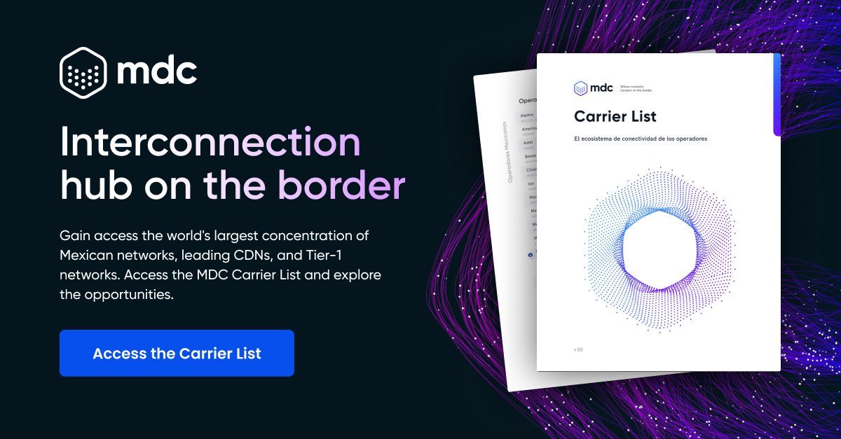 mdcdatacenters's tweet photo. Grow faster with carrier-neutral infrastructure at key cross-border locations between the U.S. and Mexico.
Interconnect smarter, scale, and expand without limitations.

https://t.co/wY2OQyqA4y

#carrierneutral #datacenters #peering #internetexchange #interconnection #colocation https://t.co/j8a1qFvoom