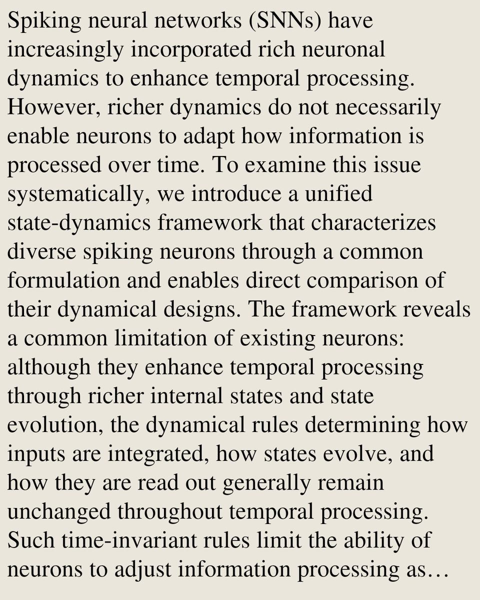 TAL's tweet photo. A Time-Variant Spiking Neuron from a Unified State-Dynamics Perspective

Jing Yang, Qianhui Liu, Gang Pan, Zhanglu Yan
https://t.co/nYyPnhSyMJ [𝚌𝚜.𝙽𝙴] https://t.co/wlIRke48y1