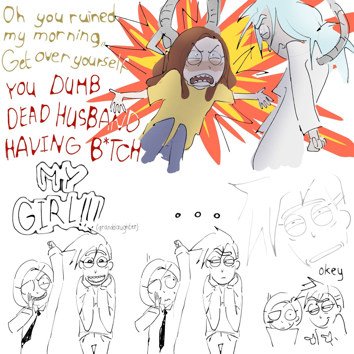 AGENT8_tt's tweet photo. Рик и Морти гендербренд 
#rickAndMorty #rick #mortyca #mendi #EvilMorty #art #comic https://t.co/zAPbbdLNpr
