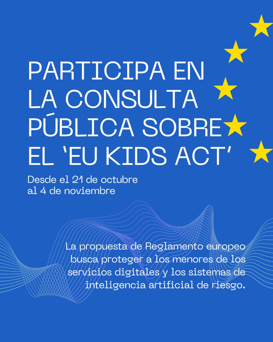 SEDIAgob's tweet photo. Abrimos la consulta pública sobre la propuesta europea ‘EU Kids Act’, que establece medidas para proteger a los menores en internet y regular la seguridad de los servicios digitales y la IA.

🗓️ Participa del 21 de octubre al 4 de noviembre

🔗https://t.co/caUfUOjAcI https://t.co/7eNVhQh4qV