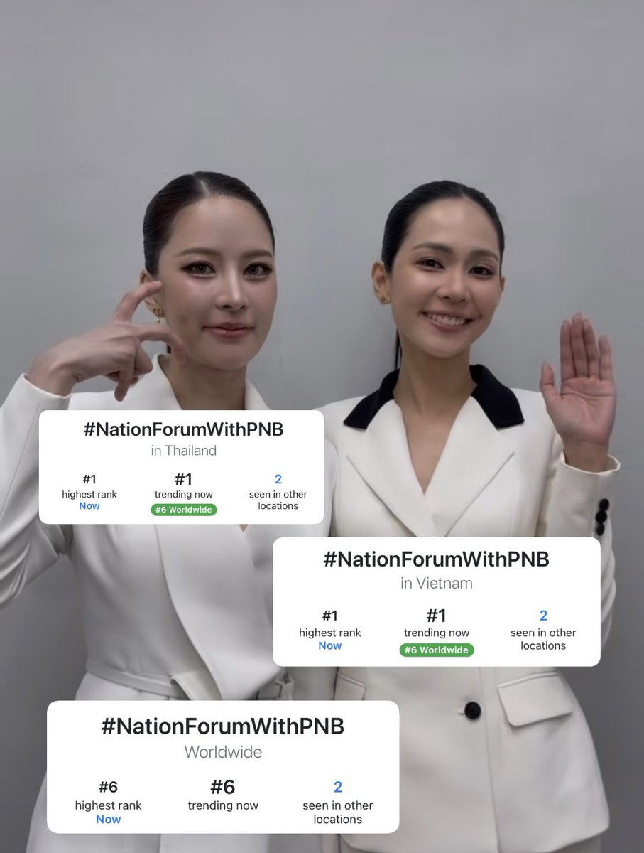TrendforPNB_TH's tweet photo. 🔥 อัปเดตอันดับเทรนด์ ณ เวลานี้ ปุยนุ่นบิ๊นท์หยุดไม่อยู่แล้ว!!!

พลังความรักจากแฟน ๆ ดันทั้งแฮชแท็กและคีย์เวิร์ดทะยานติดเทรนด์ไทย เวียดนาม และระดับโลกไปพร้อมกัน! 🌏🚀

 HASHTAG  🇹🇭 Thailand — #1 🇻🇳 Vietnam — #1 🌎 Worldwide — #6

 KEYWORD 🇹🇭 Thailand — #2 🇻🇳 Vietnam — #2 🌎 Worldwide — #9

ไปไกลกว่าที่น้องเทรนด์คิดจนไม่ได้หยุดอยู่แค่ในประเทศไทยแล้ว! 

ขอบคุณทุกพลังซัพพอร์ตที่ร่วมกันส่งชื่อปุยนุ่นบิ๊นท์ให้เฉิดฉายบนเทรนด์ระดับโลก ความรักครั้งนี้ไปได้ไกลกว่าที่คิดจริง ๆ ❤️‍🔥 ใครที่ยังลังเลว่าจะร่วมเทรนด์ดีไหม อย่ารีรอ! มารวมพลังสร้างปรากฏการณ์ครั้งยิ่งใหญ่ไปด้วยกัน ดันชื่อปุยนุ่นบิ๊นท์ให้ทะยานไปไกลกว่าเดิม ให้ทุกพื้นที่บนเทรนด์เต็มไปด้วยพลังความรักของพวกเรากานน

PNB AT NATION FORUM
#NationForumWithPNB
