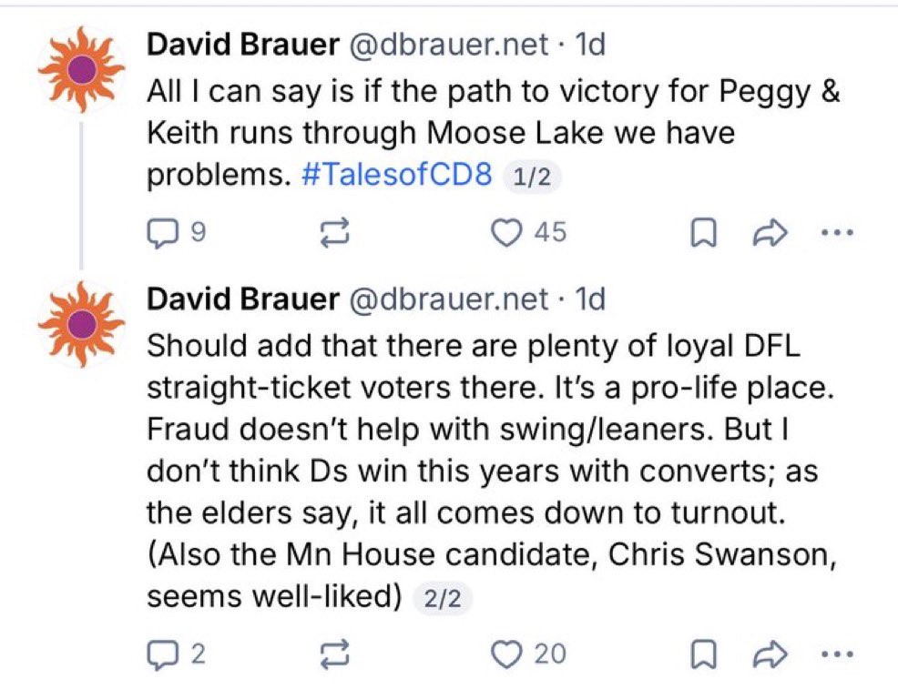 GrageDustin's tweet photo. Democrats are panicking over on BlueSky after door-knocking in a +7 Democrat district.

Republicans are winning over the moderates. If Republicans show up to vote, we will win.

Show up.
Vote straight Republican ticket.
Save Minnesota. https://t.co/UW9HvxNnVh