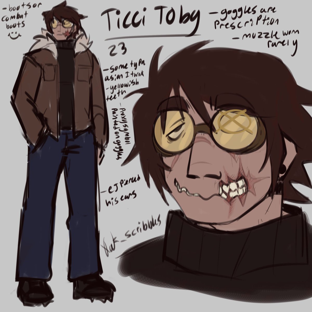0ak_scribbles's tweet photo. Throws my Toby design out and a Masky doodle #TicciToby #creepypasta #masky #marblehornets https://t.co/M8FvbURM94
