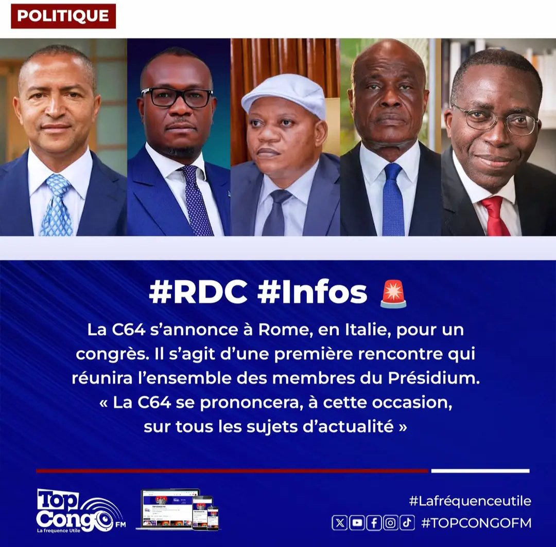 DiamantBikuma's tweet photo. RDC 🇨🇩 : la coalition C64 s'annonce à ROME cette semaine pour se prononcer sur le mouvement politico militaire frond pour la refondation de la nation de Joseph Kabila et sur le enjeux politiques de l'heure 👂👈🇨🇩 

👁️👁️🇨🇩🇨🇩🇨🇩🚨🚨🚨 https://t.co/IDmZlVmMS3