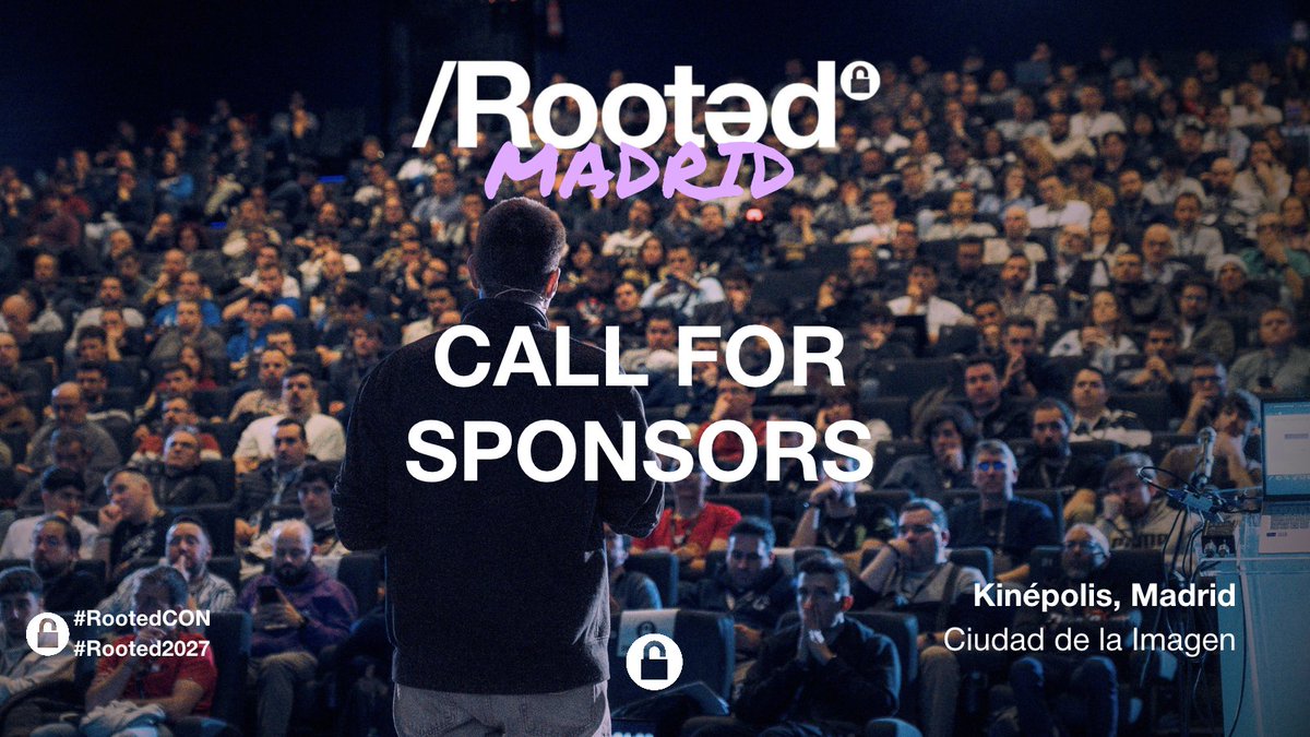 rootedcon's tweet photo. 🚀  ELLOS YA ESTÁN. ¿Y TU EMPRESA?

@Tarlogic y @AliasRobotics ya forman parte de los patrocinadores de #RootedCON2027.

¿Quieres que tu empresa también esté presente en una de las grandes citas de la comunidad hacker?

📩 Hablemos.
#RootedCON #CallForSponsors #Rooted2027 https://t.co/6lgYaR8J92