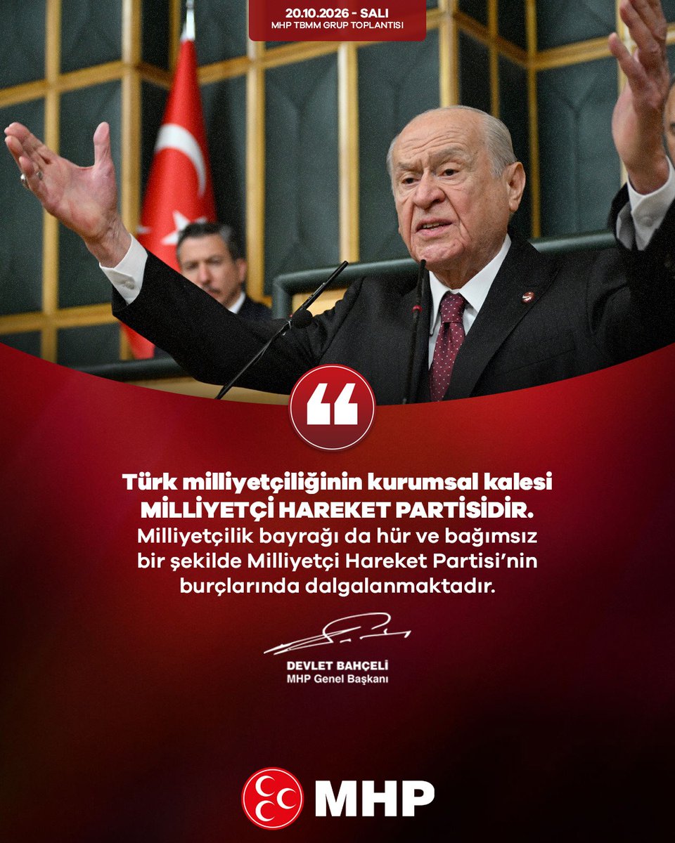 MHP_Bilgi's tweet photo. Türk milliyetçiliğinin kurumsal kalesi Milliyetçi Hareket Partisidir. Milliyetçilik bayrağı da hür ve bağımsız bir şekilde Milliyetçi Hareket Partisi’nin burçlarında dalgalanmaktadır.

MHP Genel Başkanı
Devlet BAHÇELİ https://t.co/BZYfErtTLS