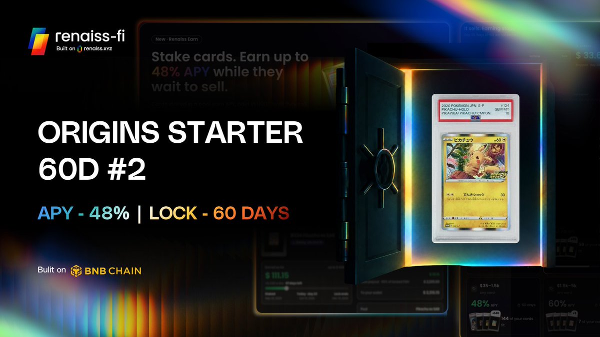 renaiss_fi's tweet photo. Your cards are clocking in. 🃏

A new pool is now live on Renaiss Earn. Stake your cards and put your collection to work in DeFi.

Missed the last one? Your next opening is here.

Explore the pool and get started. 👇
https://t.co/ZK3OxPNK1R https://t.co/MrrVuzoEb2