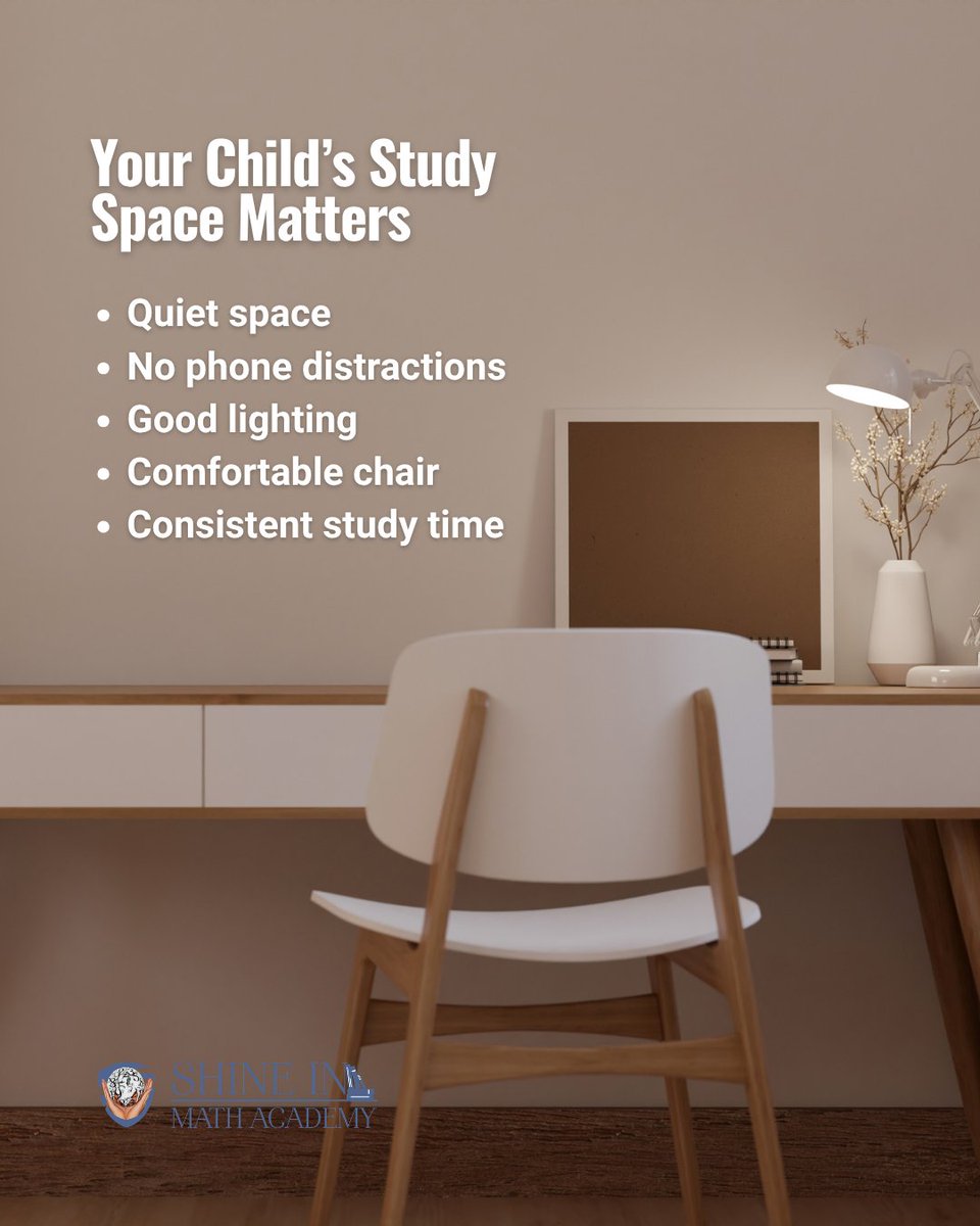 shine_in_math's tweet photo. Research studies consistently show that having a dedicated study space at home can boost academic performance, especially when the space is quiet, well-lit, organized, and used consistently. Quality matters more than size.
#studysmart #learningenvironment #studentsuccess https://t.co/Pqn0cdIyBs