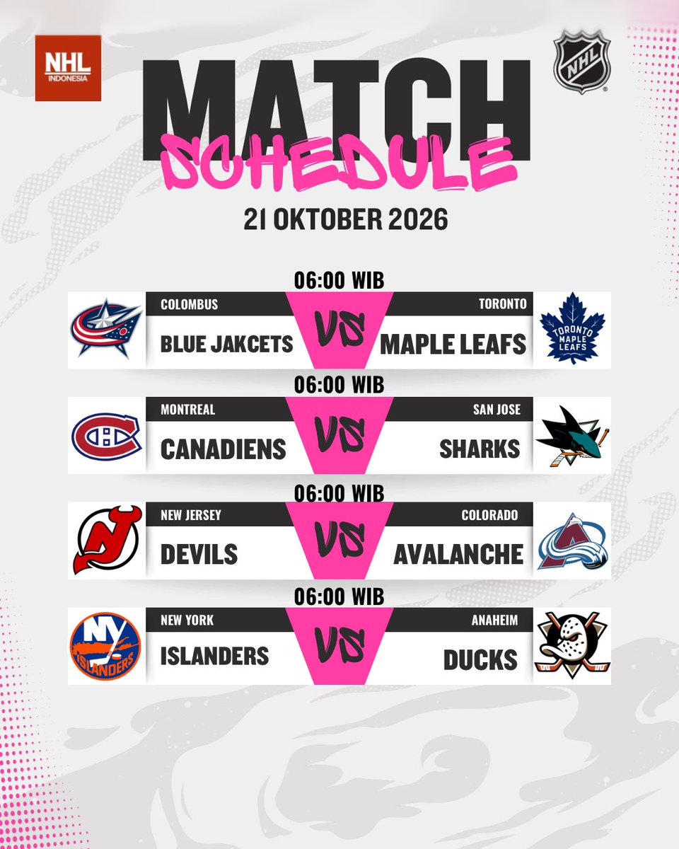 NHL_Indonesia's tweet photo. 11 match untuk hari Rabu yang katanya seru itu! Ada tim favoritmu yang besok main tidak?

#NHL #NHL_Indonesia https://t.co/H9qpyChXnS