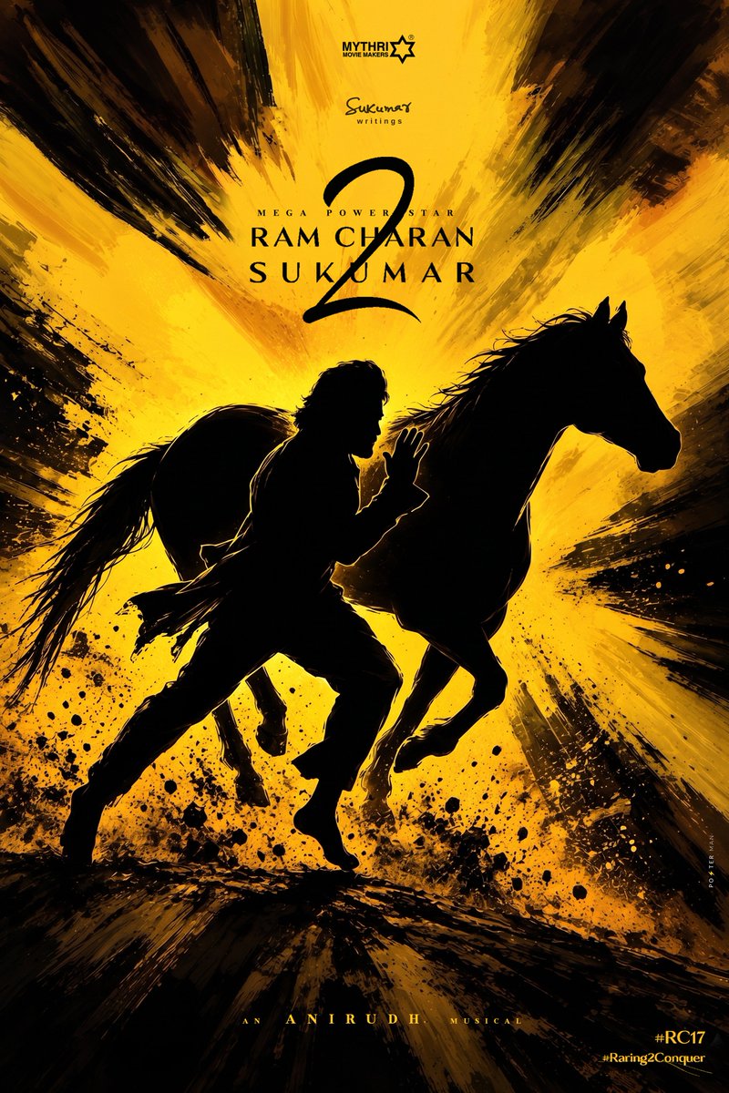 PostermanOffl's tweet photo. The Global Conquer Combo Coming Together 🔥

#RC17 Pooja Ceremony From Next Week ✨

Mega Power Star @AlwaysRamCharan × Marveik Director @aryasukku +
An @anirudhofficial Musical 🌋

Happy Dussehra ⚡

 #Raring2Conquer  
#RamCharan #Sukumar #Anirudh https://t.co/31KONNoxze