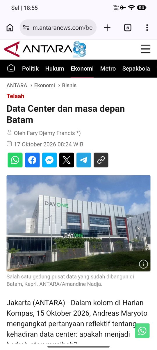 Nathanzzzn's tweet photo. tapi ya investasi harus sejalan dengan kesiapan listrik dan air. supaya kapasitas siap saat dibutuhkan. jadi, promosi investasi bukan sekadar janji, tapi berbasis kesiapan nyata
https://t.co/S5ID0YSMRK
#DataCenterBatam
Investasi AI Batam https://t.co/2Zb6qGGREa