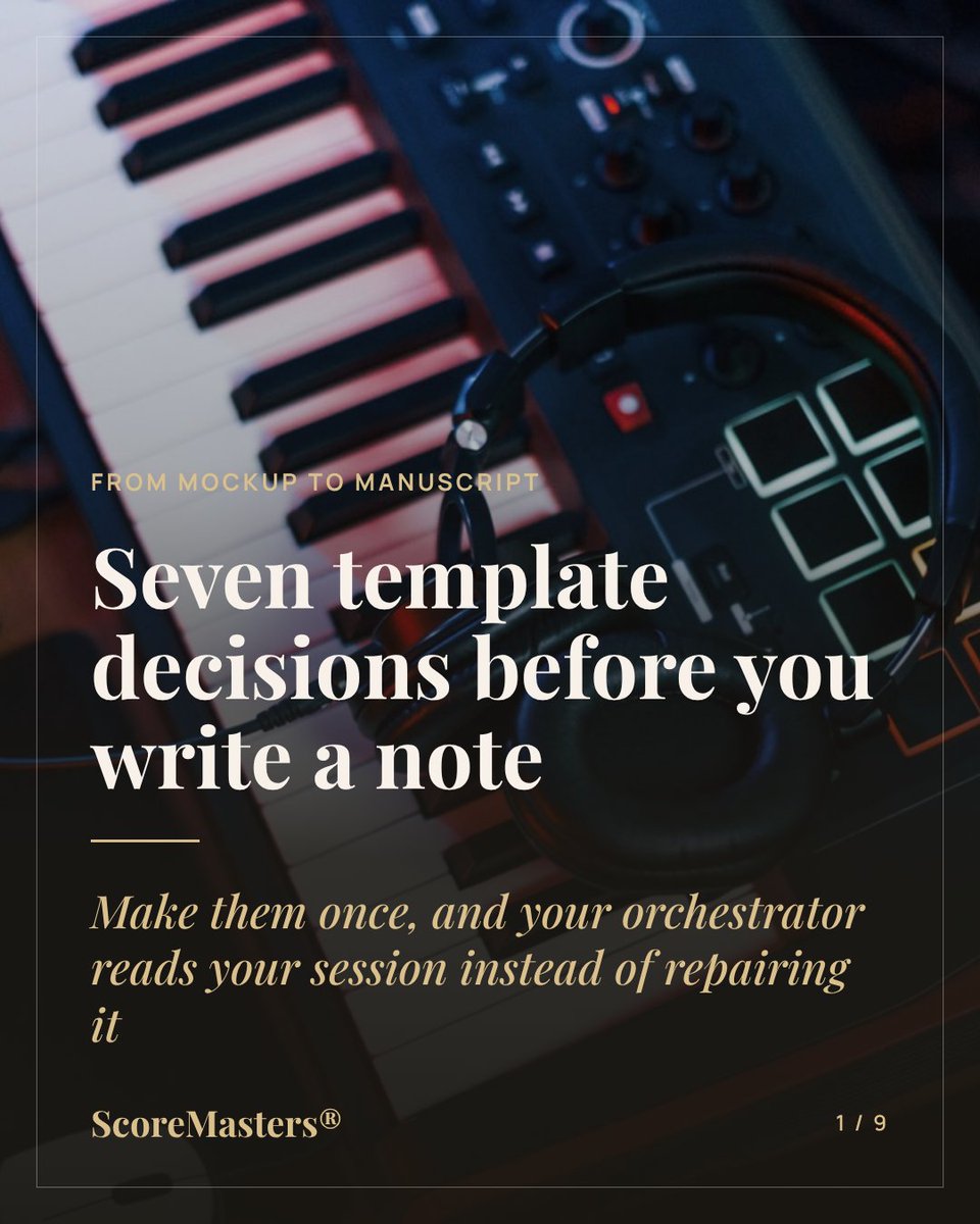 ScoreMastersHQ's tweet photo. Seven decisions in your DAW template decide how cleanly your mockup becomes a score. None of them touch the music. All of them affect what reaches the page. A thread: https://t.co/aQmDvNn0qC